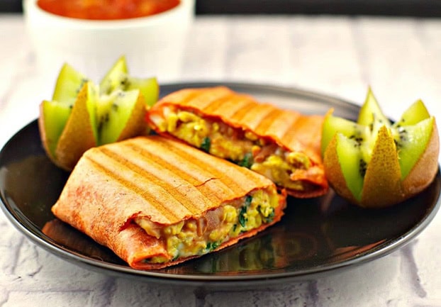 Mediterranean Breakfast Burrito - 18 Vegetarian Breakfast Ideas | hurrythefoodup.com