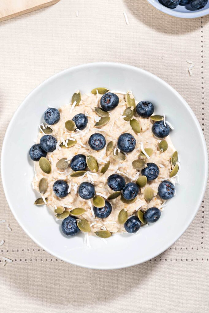 Bird's eye view of the bircher muesli in the bowl | Hurry The Food Up