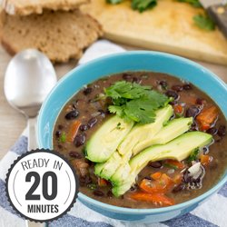 Mexican inspired Black Bean Soup. Ready in 20 minutes | #dinner #vegan | hurrythefoodup.com