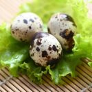 Three quail eggs are on the lettuce leaf | Hurry The Food Up