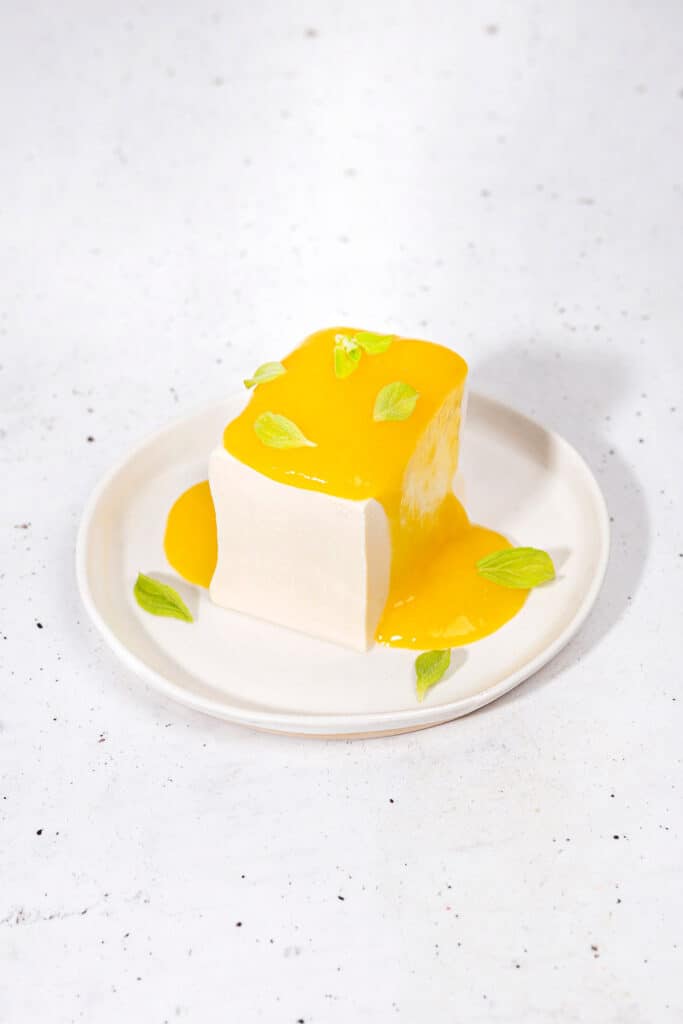 Japanese silken tofu dessert recipe card image | Hurry The Food Up