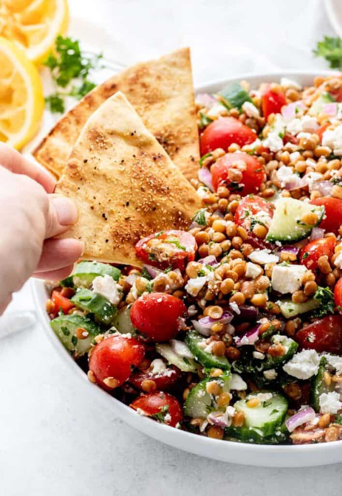 30 Healthy Vegetarian Lunch Ideas for Weight Loss - Lentil Tabbouleh Salad | Hurry The Food Up