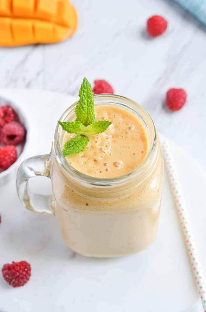 Mango Raspberry Vanilla Protein Smoothie - Healthy Protein-Packed Super Smoothies For Weight-Loss! | Hurry The Food Up