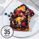 A white plate with French toast is on a light surface with a time badge in the bottom left corner | Hurry The Food Up