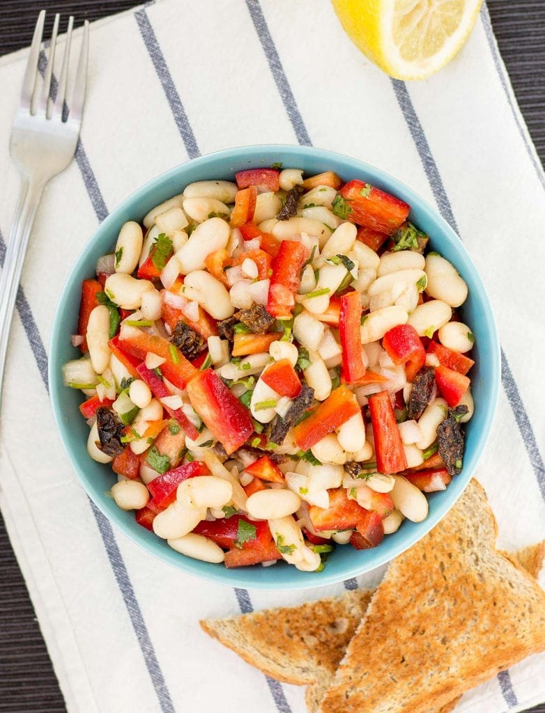 High Protein White Bean Salad | hurrythefoodup.com