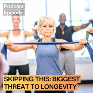 A woman is training with a resistance band