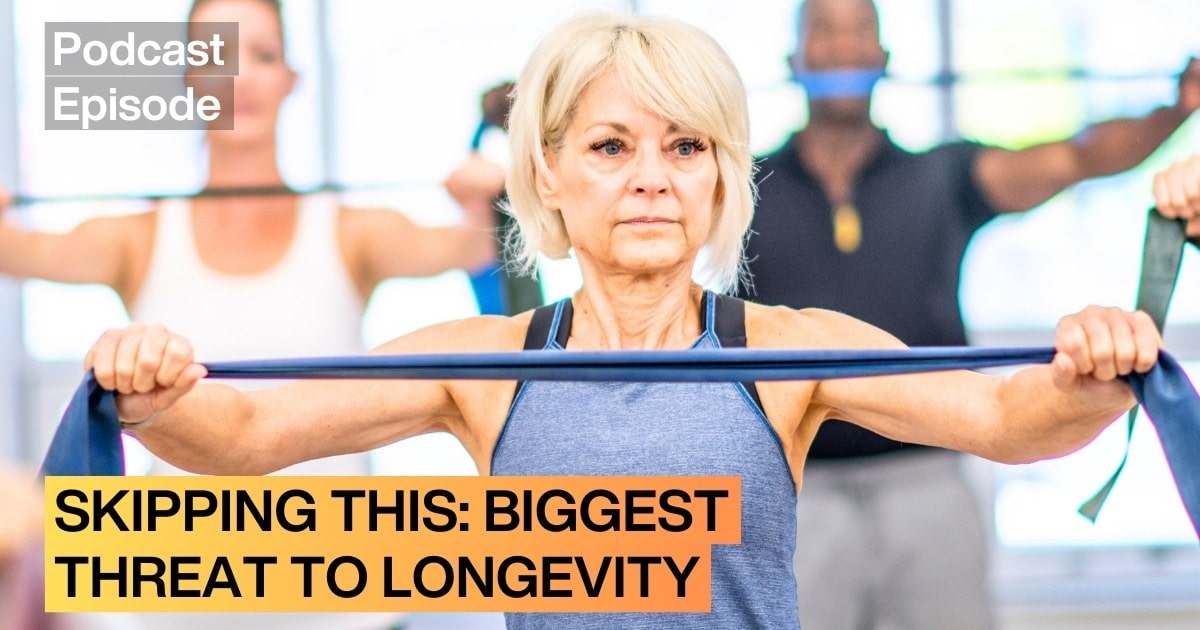 A woman is training with a resistance band