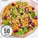 Roasted Sweet Potato and Beetroot salad with a time stamp in the bottom left hand corner | Hurry The Food Up