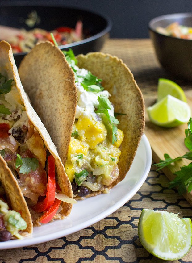 Mexican Vegetarian Tacos - Authentically Awesome - vegetarian tacos ready to serve #vegetarian #tortillas | hurrythefoodup.com