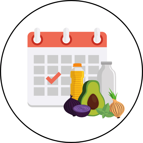 Illustration of a calendar and food